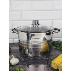 Каструля 6 л з нержавіючої сталі Kamille KM-5402 зі скляною кришкою