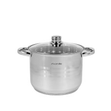 Кастрюля 15,5 л. из нержавеющей стали Kamille KM 5406 со стеклянной крышкой