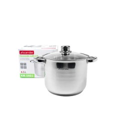 Кастрюля высокая 4,5 л. из нержавеющей стали Kamille KM 5401 со стеклянной крышкой