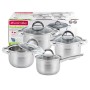 Набор посуды 8 предметов (ковш 2.1л; кастрюле 2.9л, 3.9л, 6.5л) из нержавеющей стали Kamille 5632S