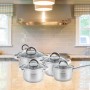 Набор посуды 8 предметов (ковш 2.1л; кастрюле 2.9л, 3.9л, 6.5л) из нержавеющей стали Kamille 5632S