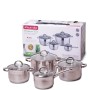 Набор посуды 8 предметов (ковш 2.1л; кастрюле 2.9л, 3.9л, 6.5л) из нержавеющей стали Kamille 5632S