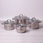 Набор посуды 8 предметов (ковш 2.1л; кастрюле 2.9л, 3.9л, 6.5л) из нержавеющей стали Kamille 5632S
