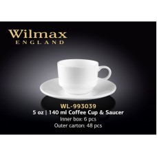Чашка для кави з блюдцем 140 мл. біла фарфоровая Wilmax wl-993039