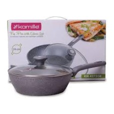 Сотейник Kamille 24см из литого алюминия с гранитным покрытием и крышкой для индукции и газа KM-4275GR