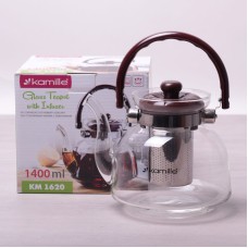 Чайник заварний скляний знімним ситечком 1400мл Kamille 1611