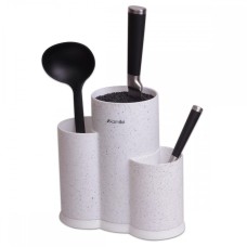 Тройна підставка біла для ножів та кухонних приладдя Kamille 22см KM 7608